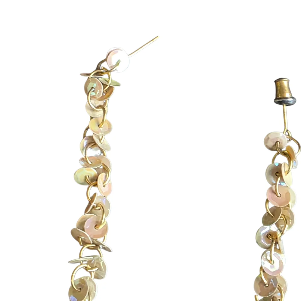 Gold Sequin Dangle Earrings